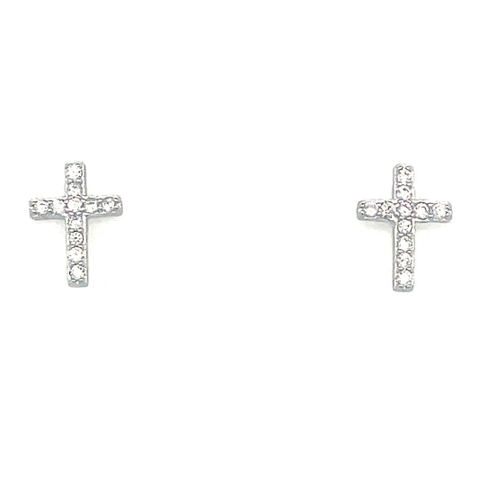 Sterling Silver Cubic Zirconia Cross Earrings