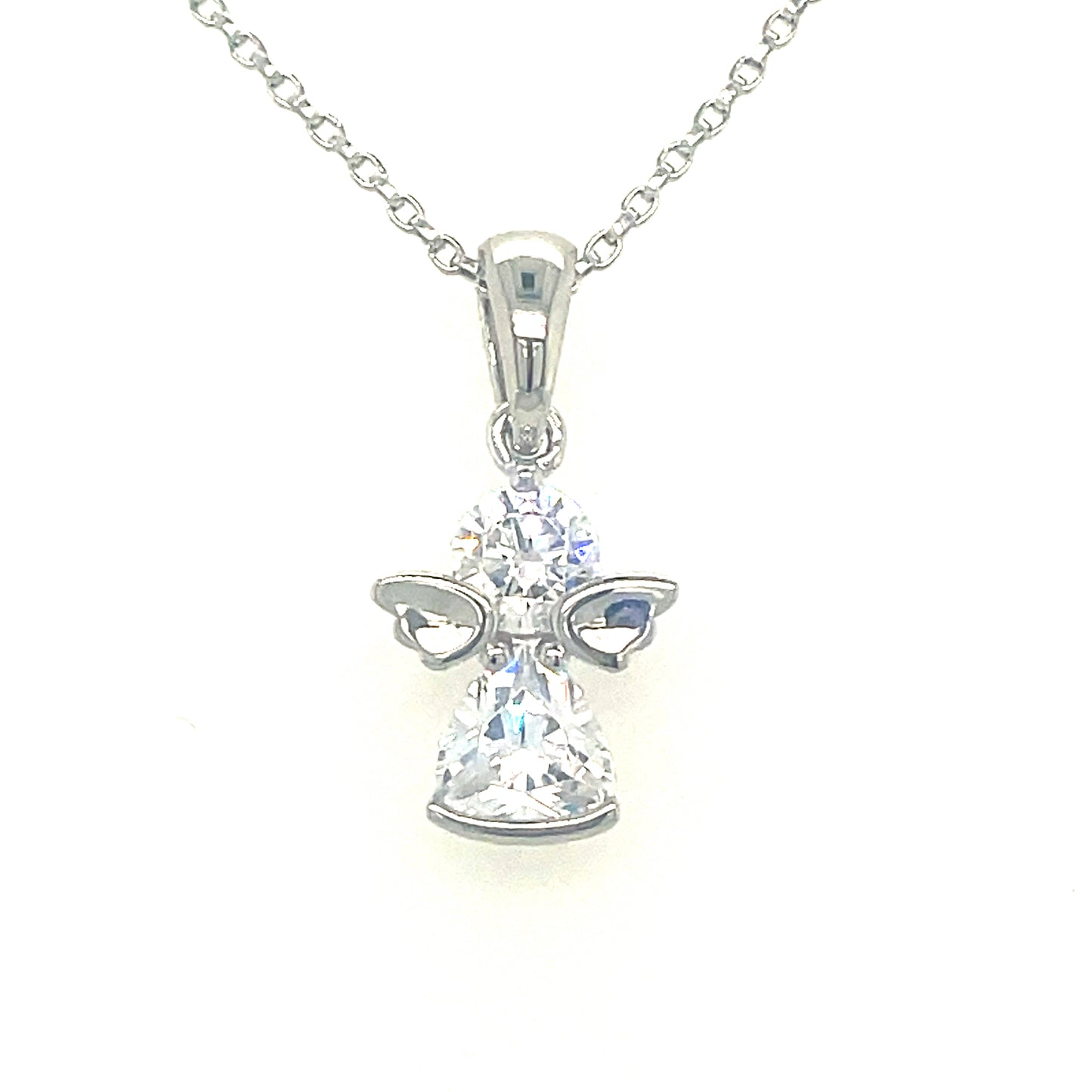 Sterling Silver Cubic Zirconia Angel Pendant