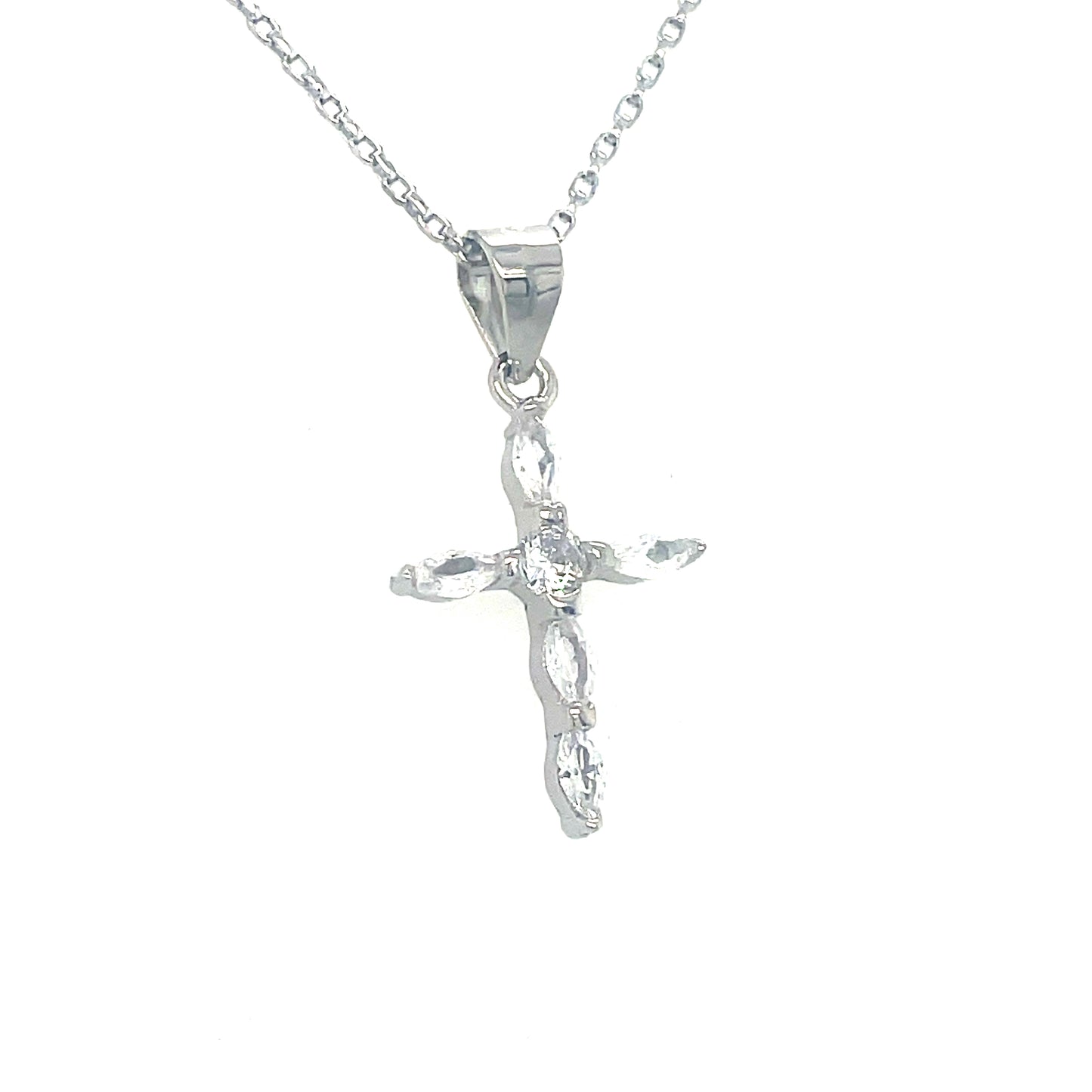 Sterling Silver Cubic Zirconia Fancy Cross
