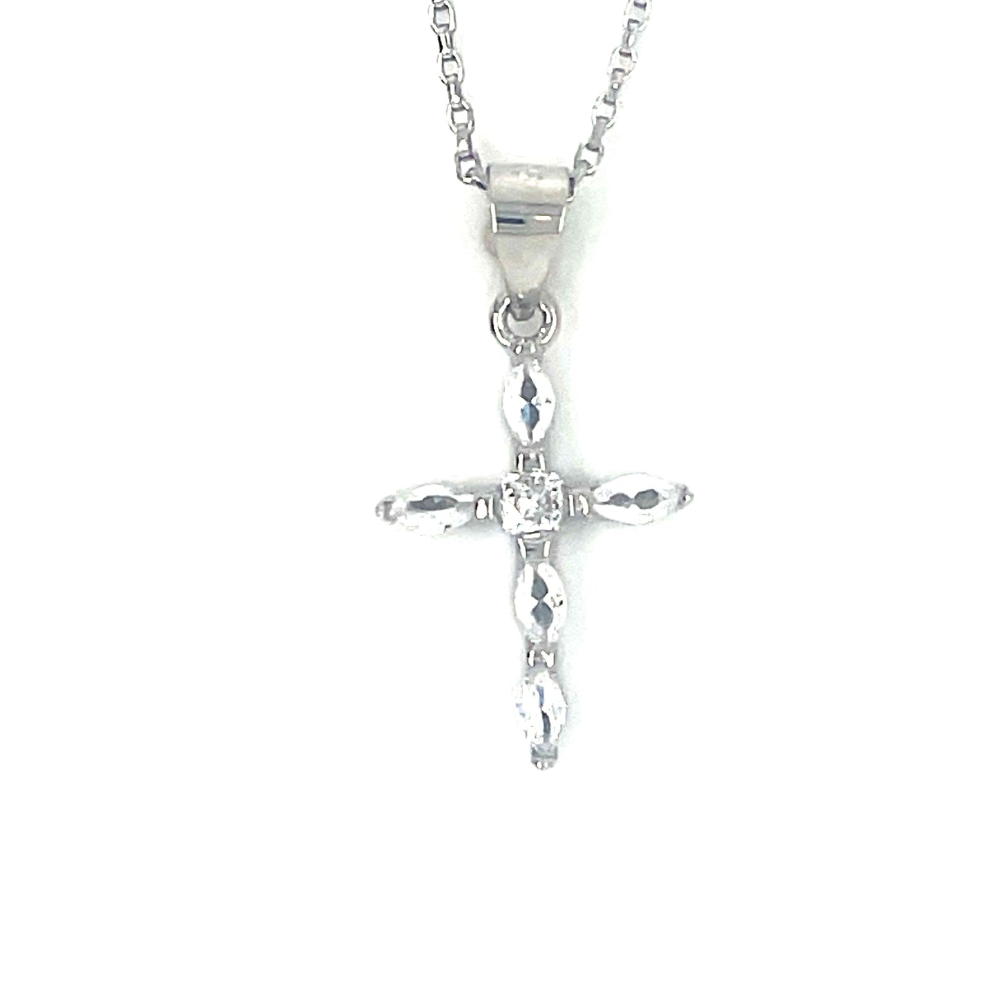 Sterling Silver Cubic Zirconia Fancy Cross