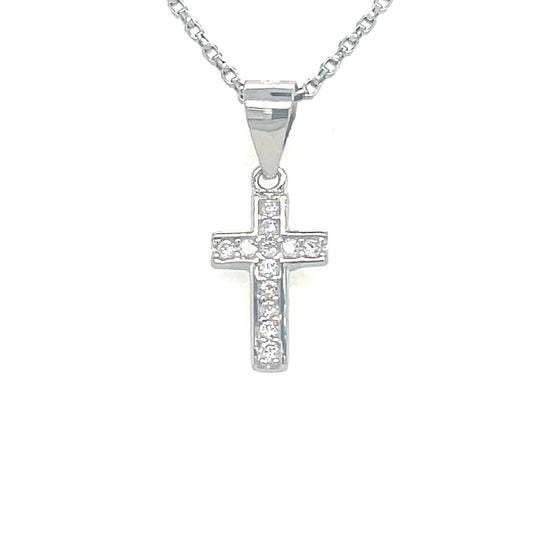 Sterling Silver Pendant and Earring CZ Cross Set