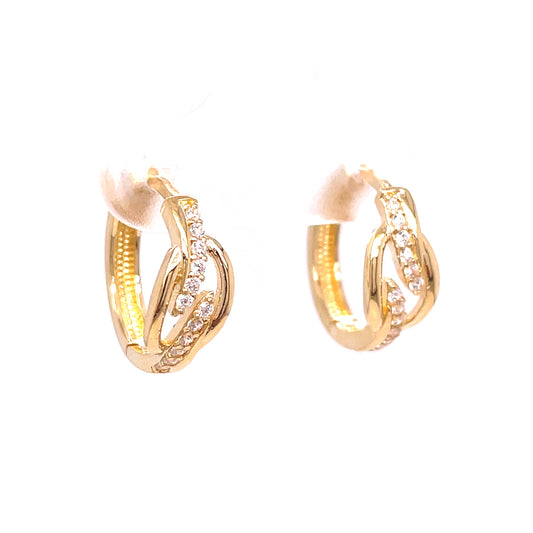 9ct Yellow Gold CZ Swirl Earrings