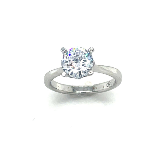 Sterling Silver 7mm Round CZ Solitaire Ring