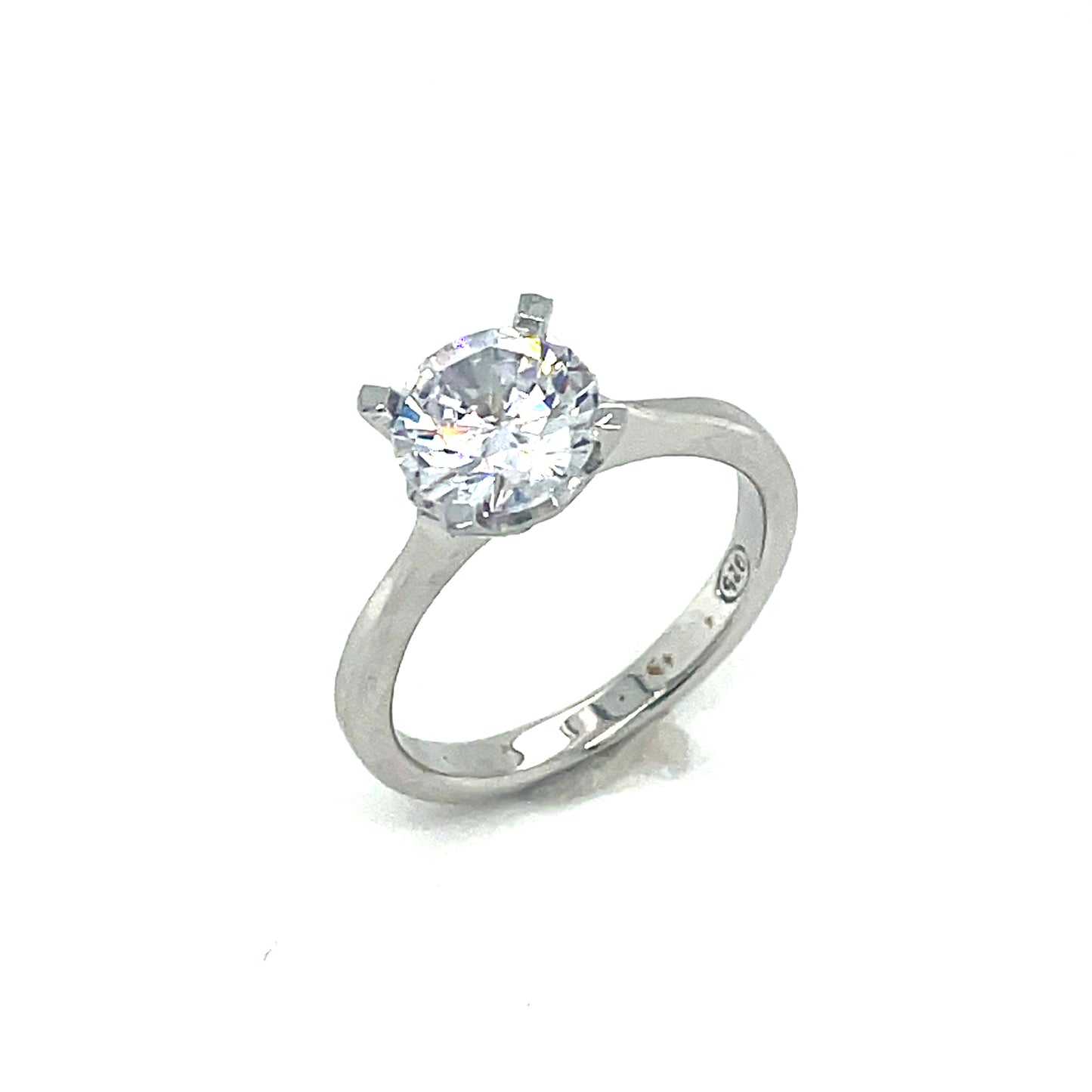 Sterling Silver 7mm Round CZ Solitaire Ring