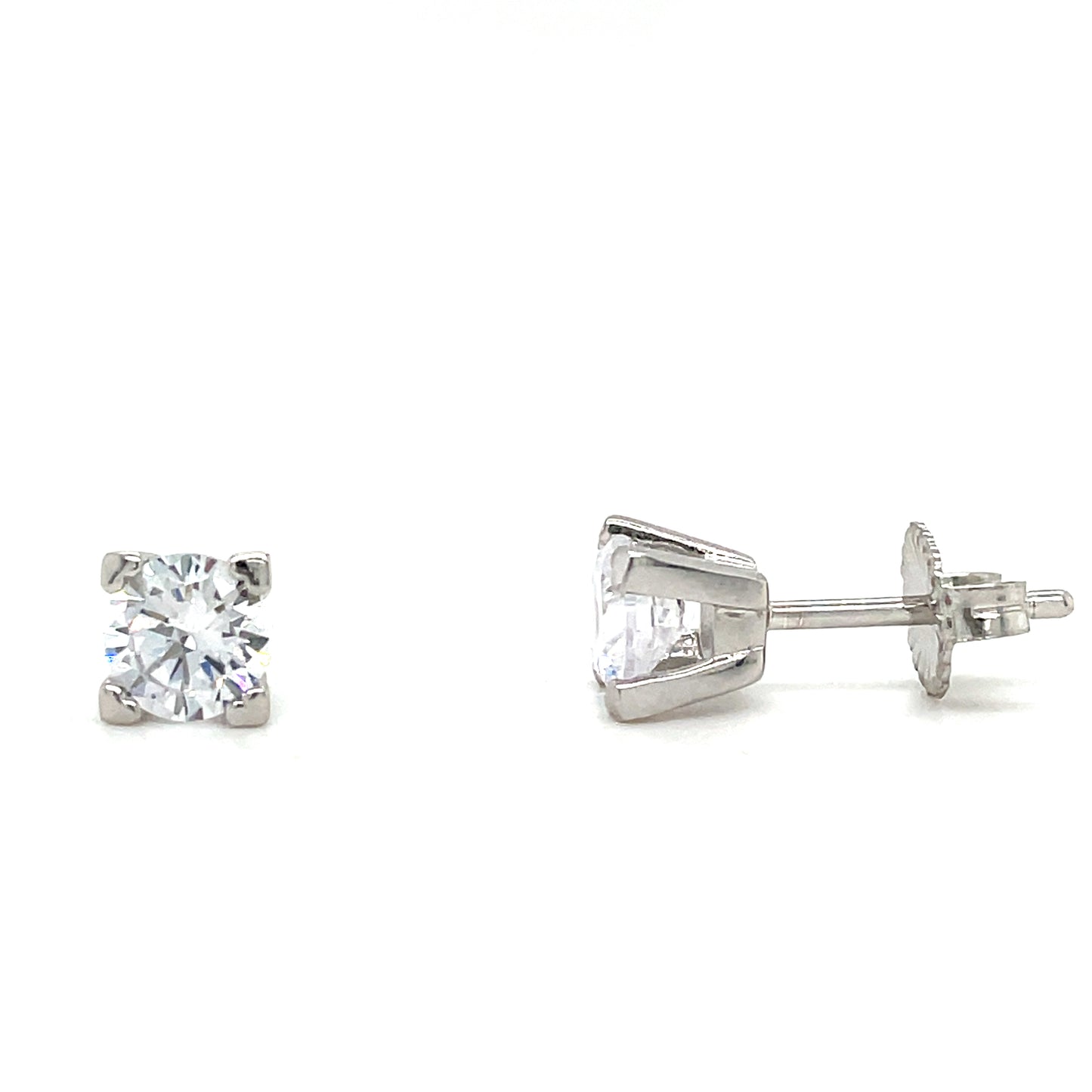 Sterling Silver 5.5mm Cubic Zirconia Four Claw Stud Earring