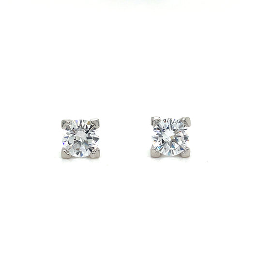 Sterling Silver 5.5mm Cubic Zirconia Four Claw Stud Earring