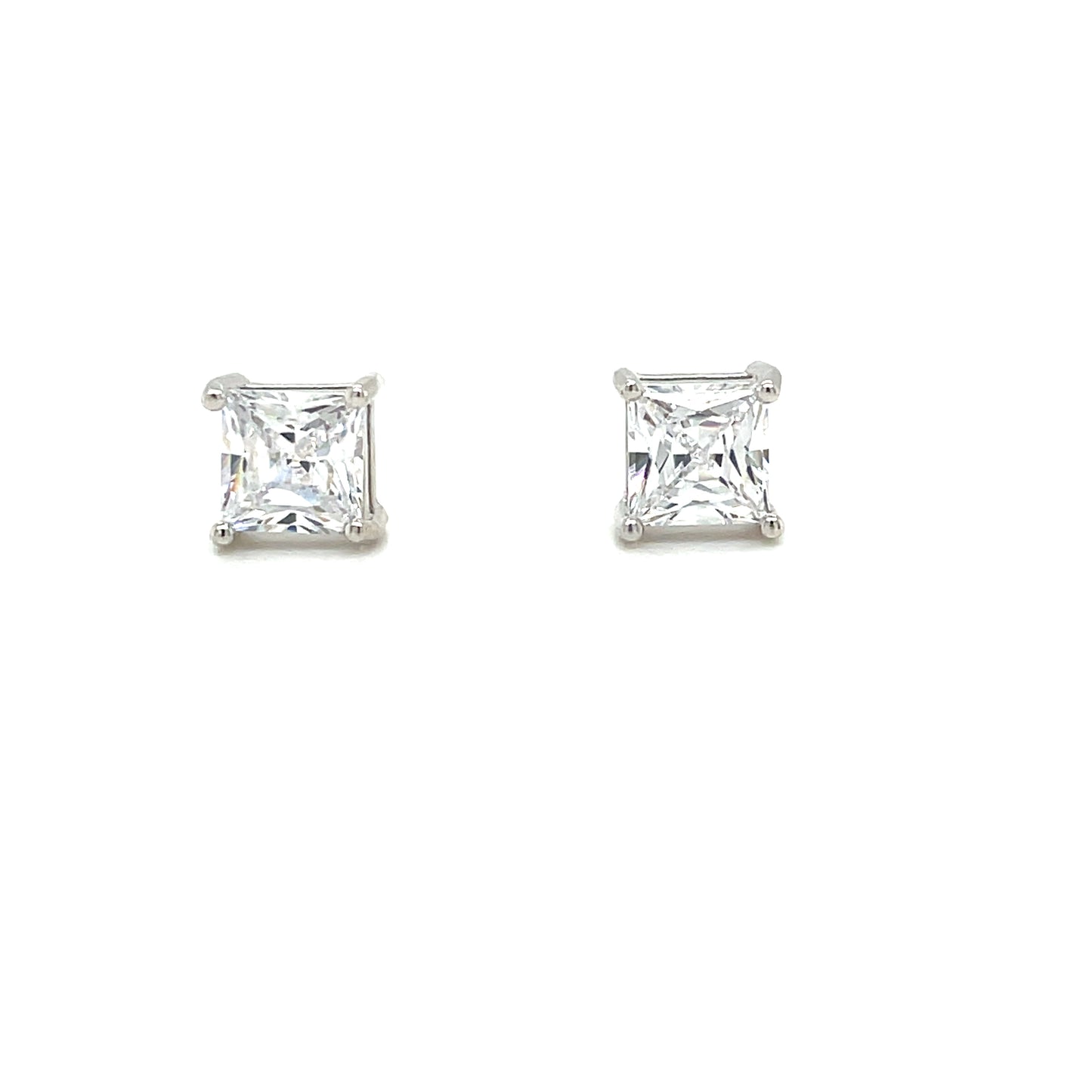 Sterling Silver 5mm Cubic Zirconia Princess Cut Stud Earrings