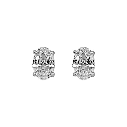 Sterling Silver 6mm Oval CZ Solitaire Earrings