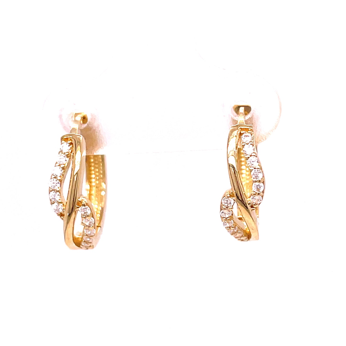 9ct Yellow Gold CZ Crossover Hoop Earring