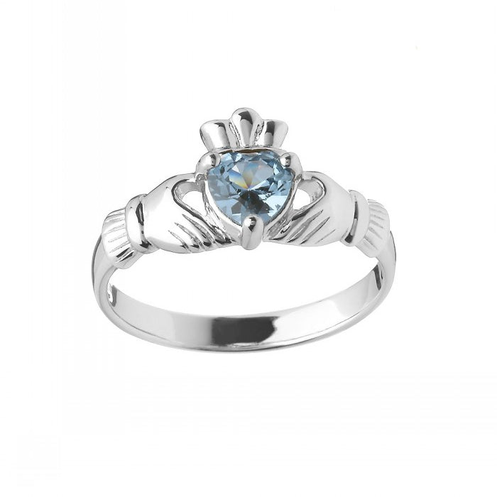 Sterling Silver March Claddagh Ring