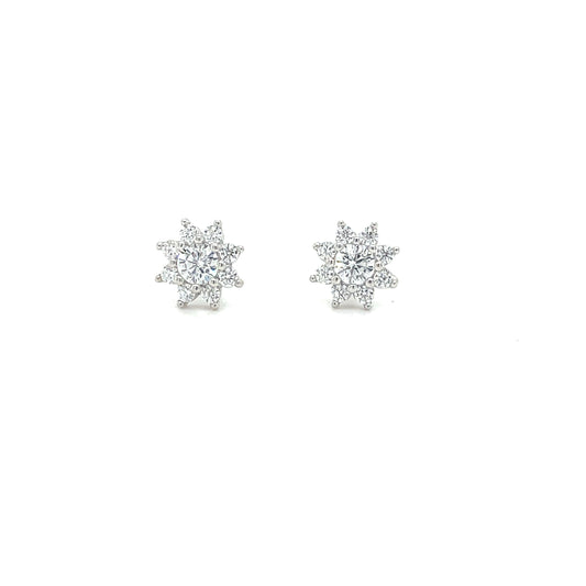 Sterling Silver CZ Flower Cluster Earrings