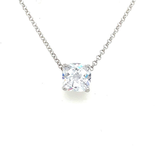 Sterling Silver Round CZ Solitaire Necklet