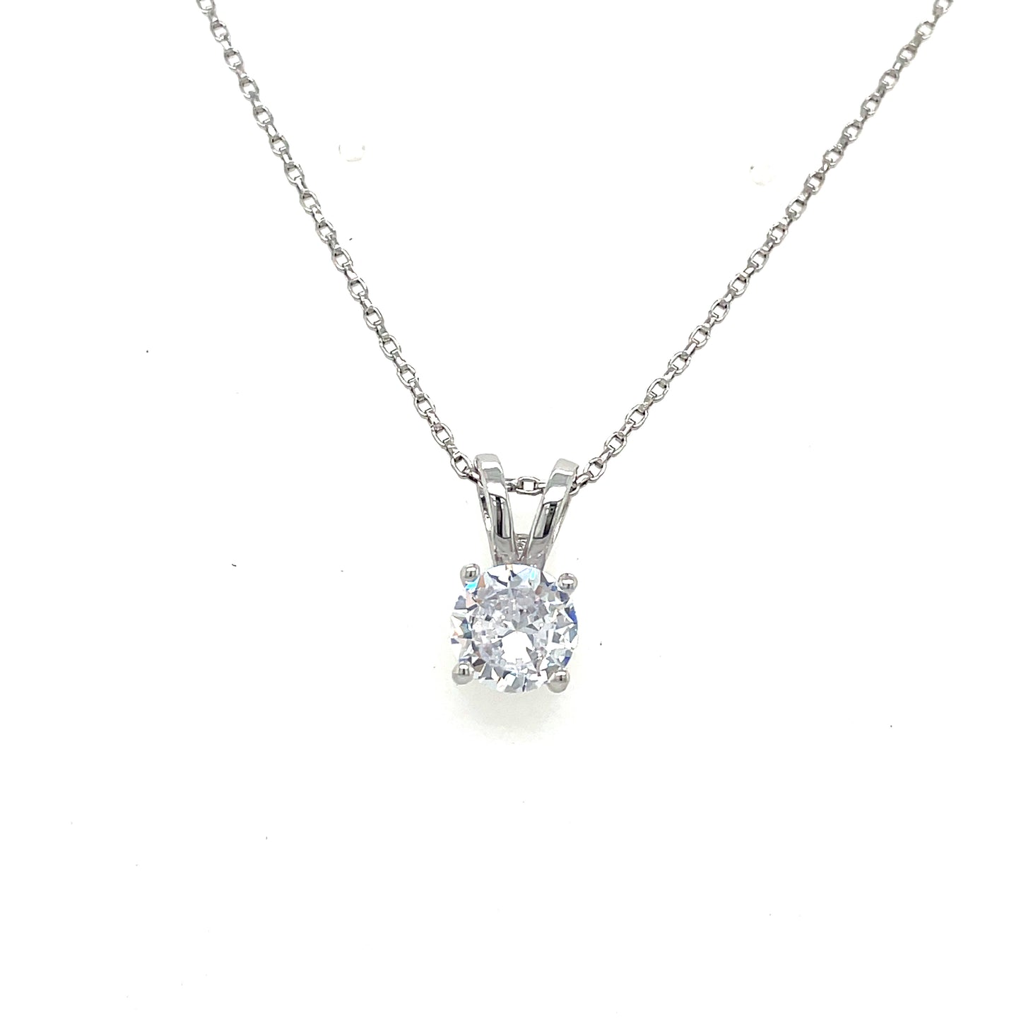 Sterling Silver CZ Solitaire with Double Baile