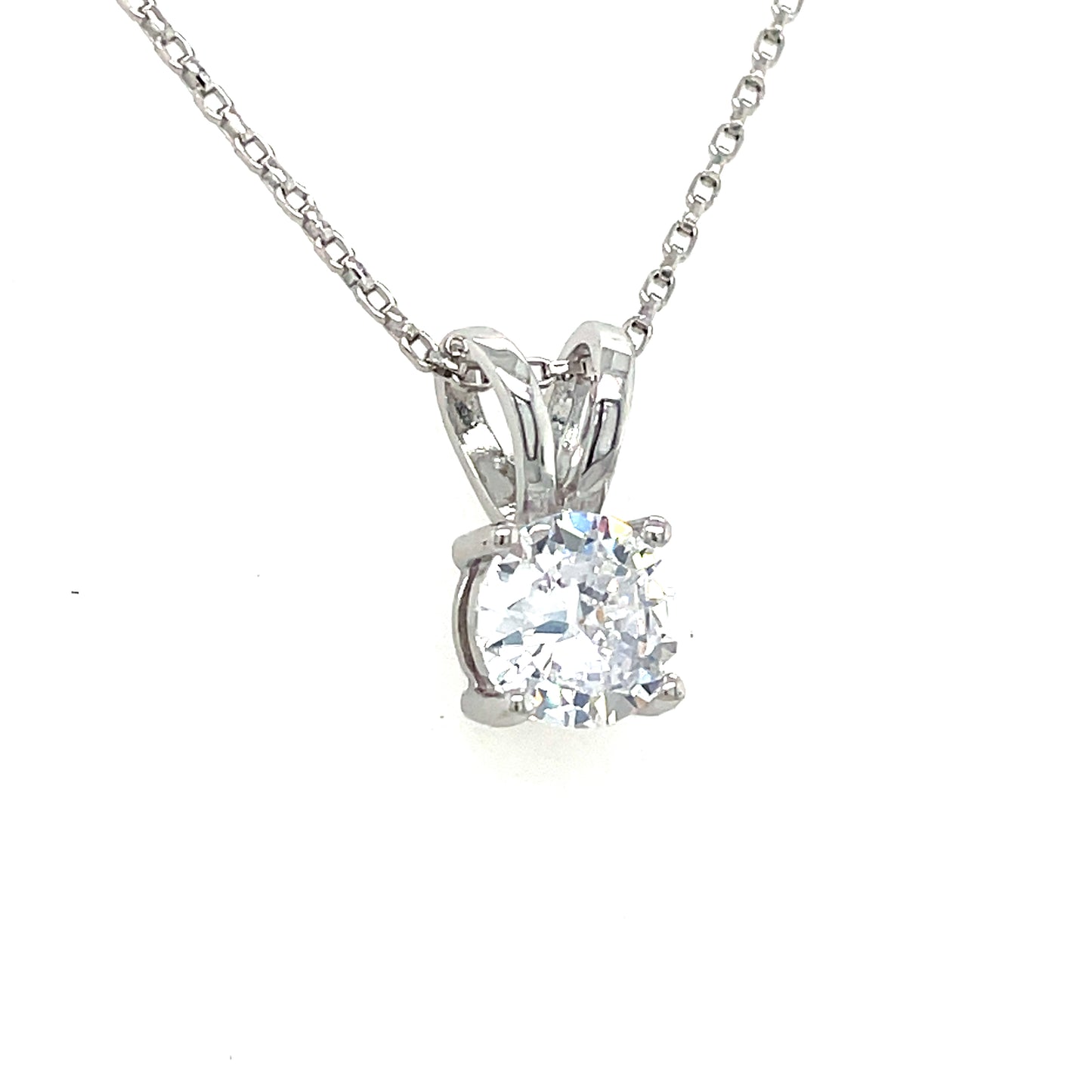 Sterling Silver CZ Solitaire with Double Baile
