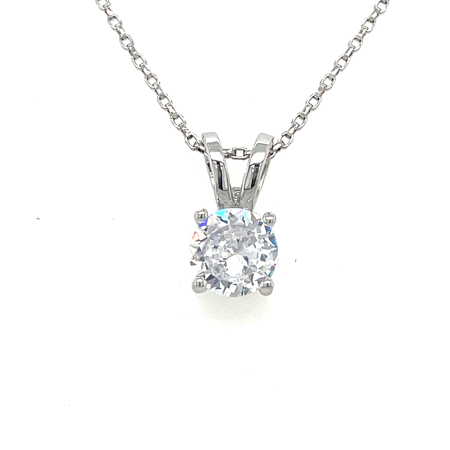 Sterling Silver CZ Solitaire with Double Baile