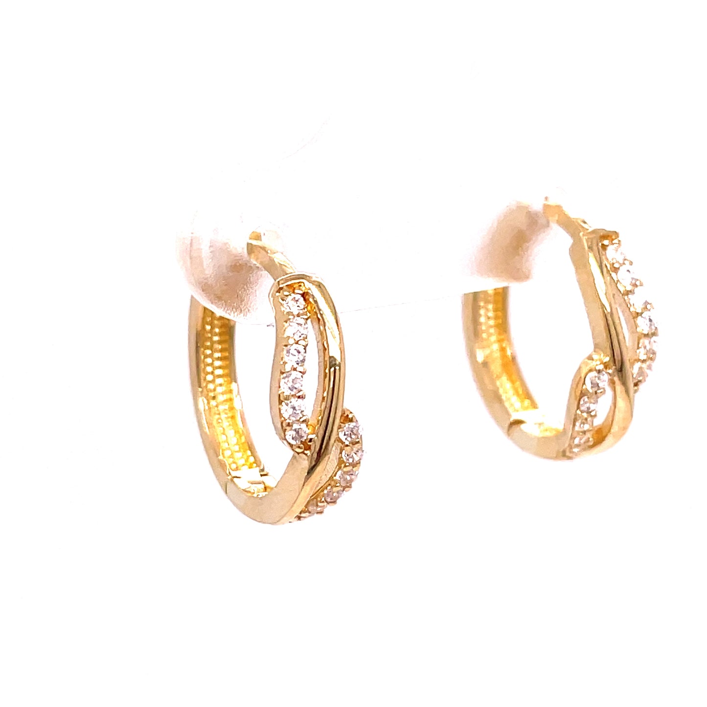 9ct Yellow Gold CZ Crossover Hoop Earring