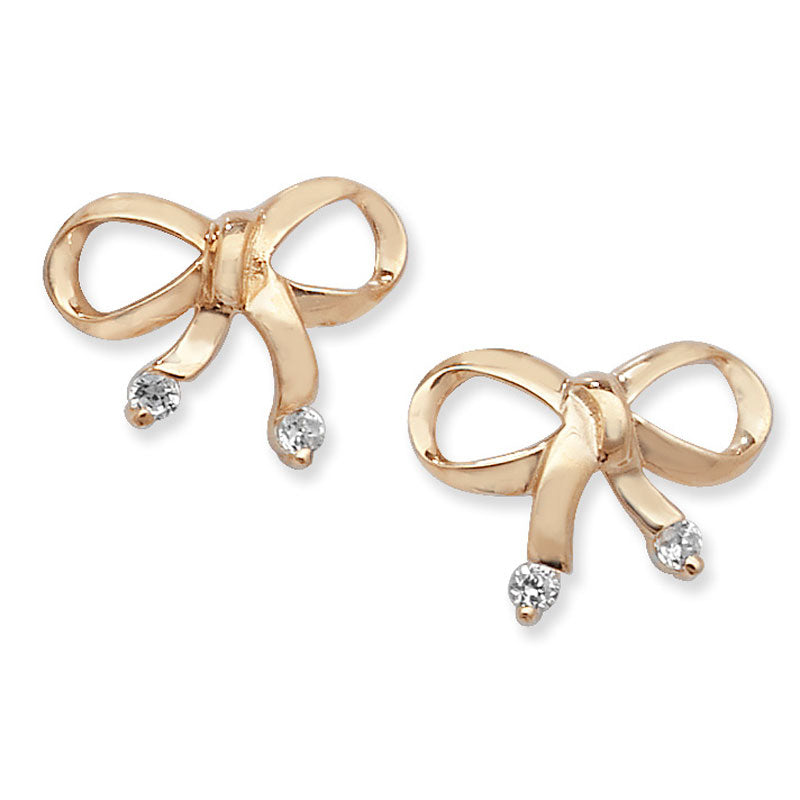 9ct Cubic Zirconia Bow Stud Earring