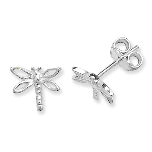 Sterling Silver Polished Dragonfly Stud Earrings
