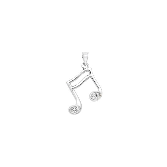 Sterling Silver Cubic Zirconia Music Note Pendant