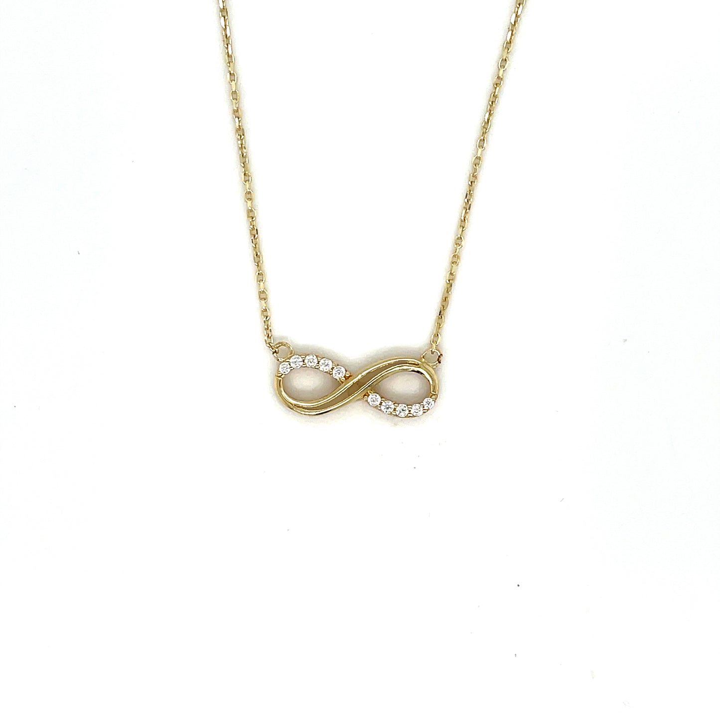 9ct CZ and Polished Infinity Necklet