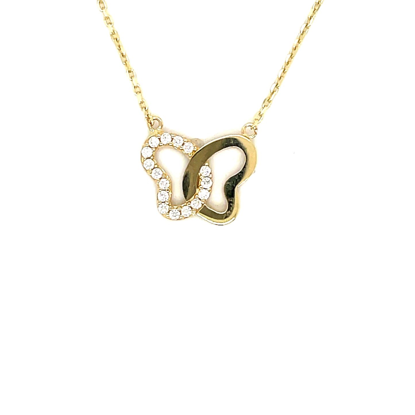 9ct CZ and Polished Butterfly Necklet