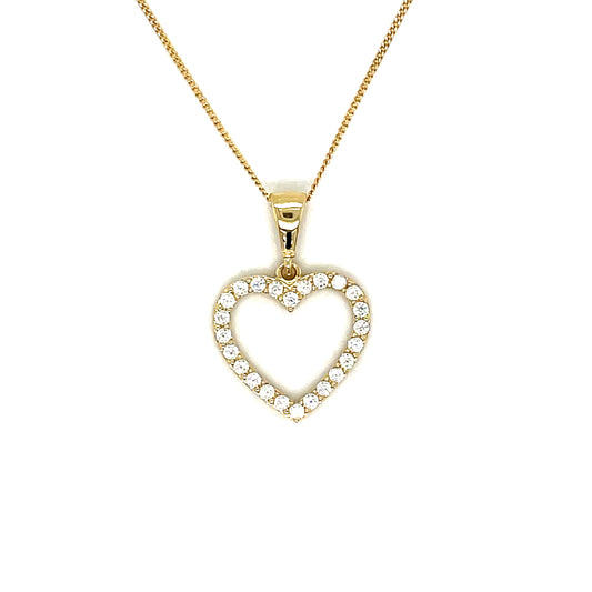 9ct Cubic Zirconia Open Heart Pendant