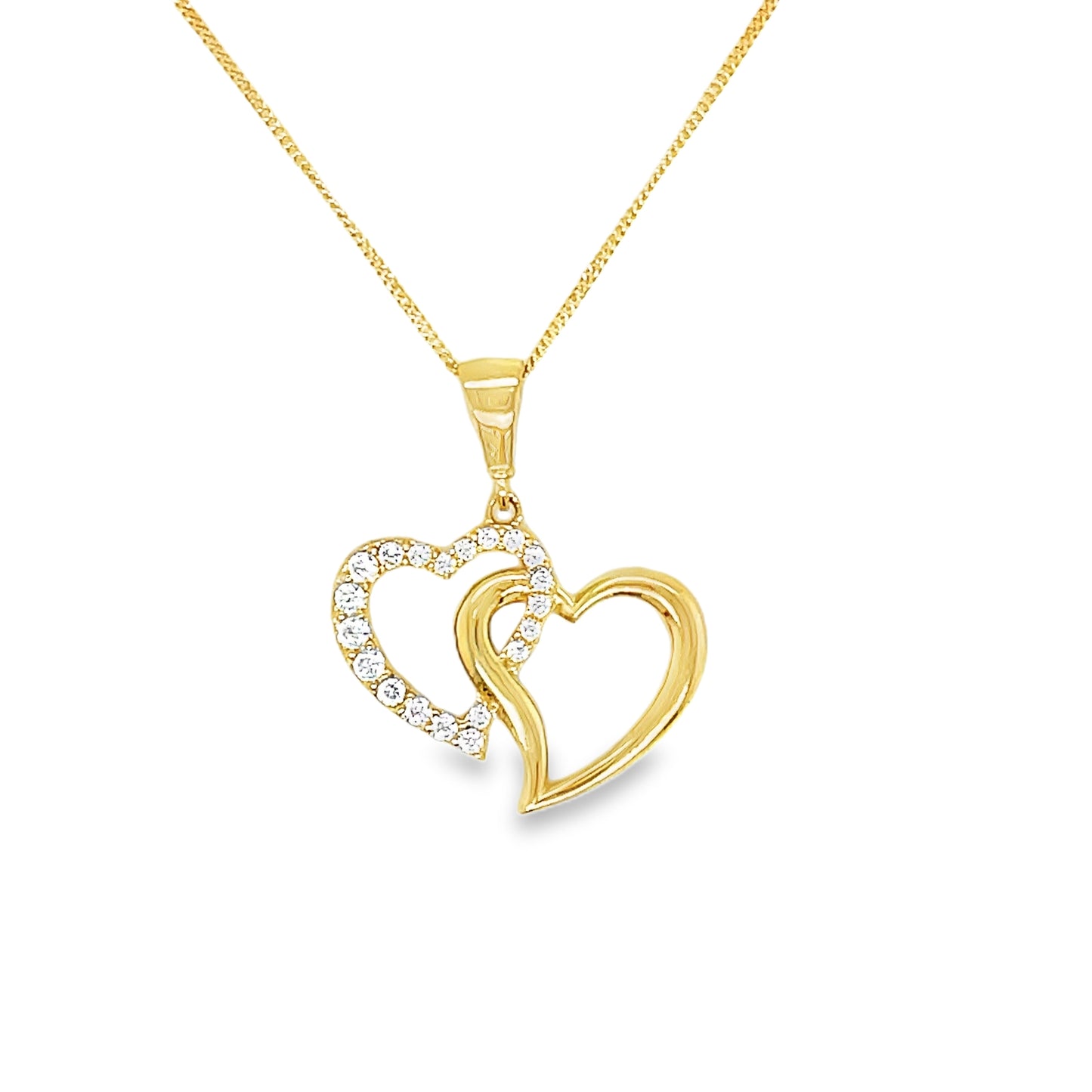 9ct Double Heart Cubic Zirconia Peandant