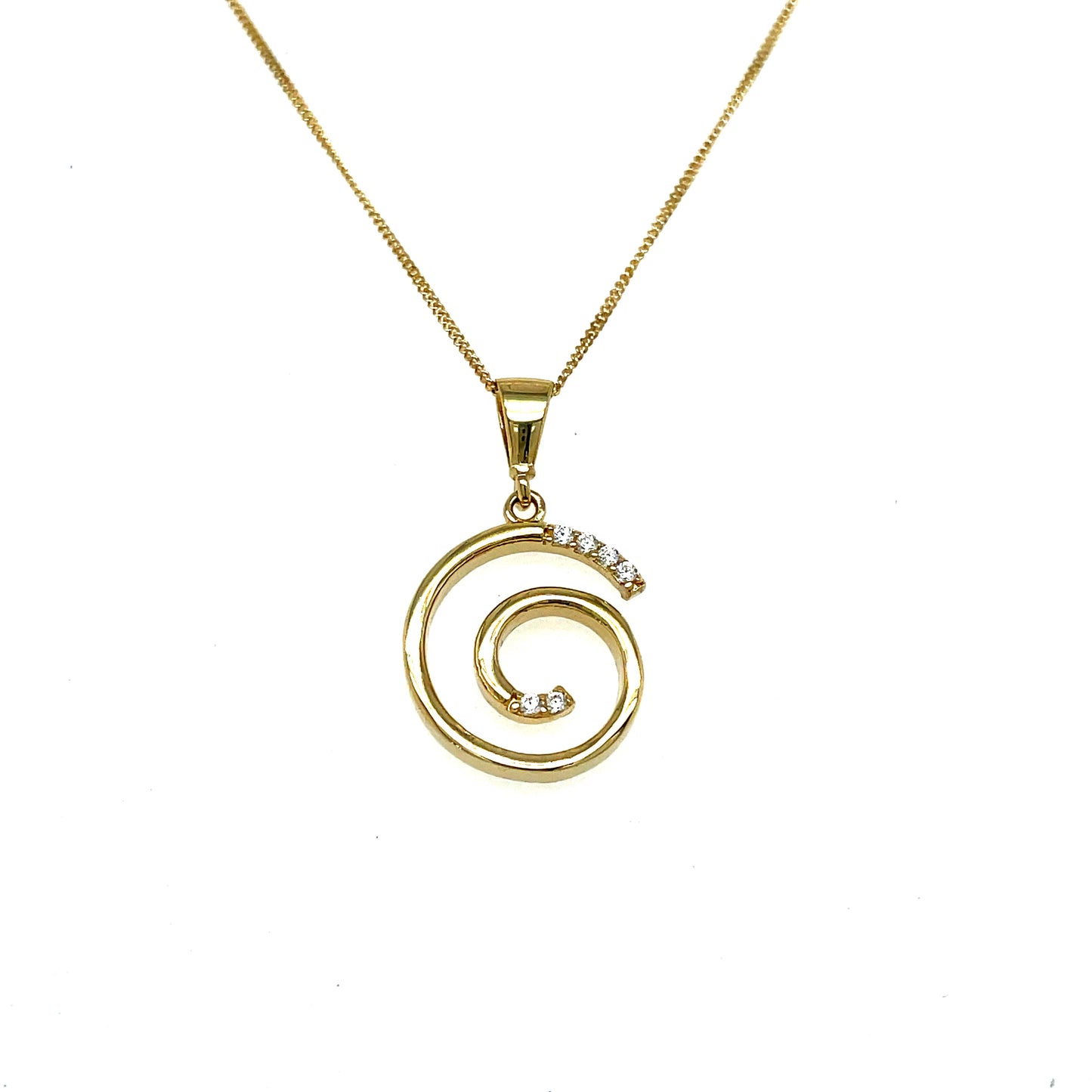 9ct Cubic Zirconia Open Swirl Pendant