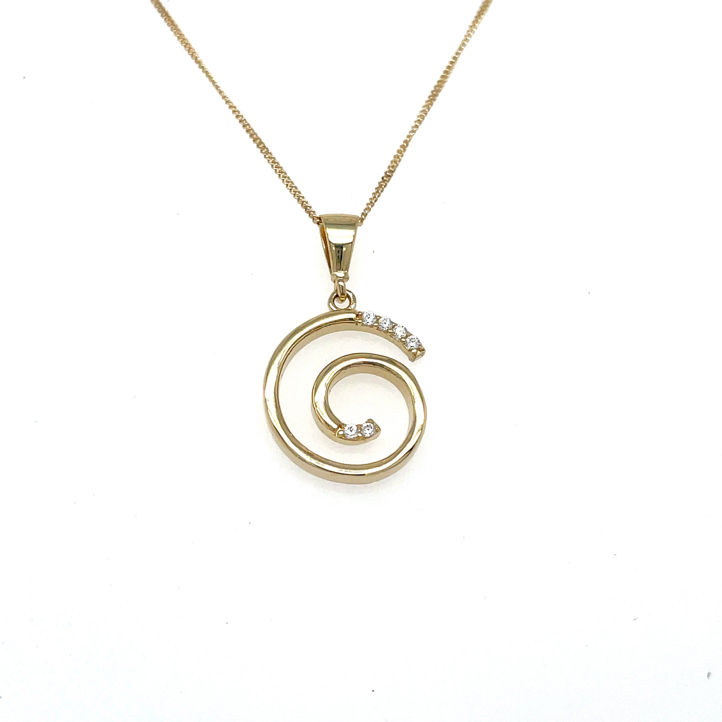 9ct Cubic Zirconia Open Swirl Pendant