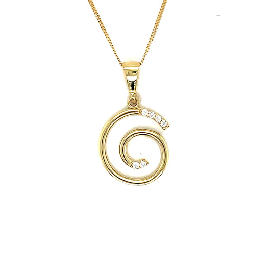 9ct Cubic Zirconia Open Swirl Pendant