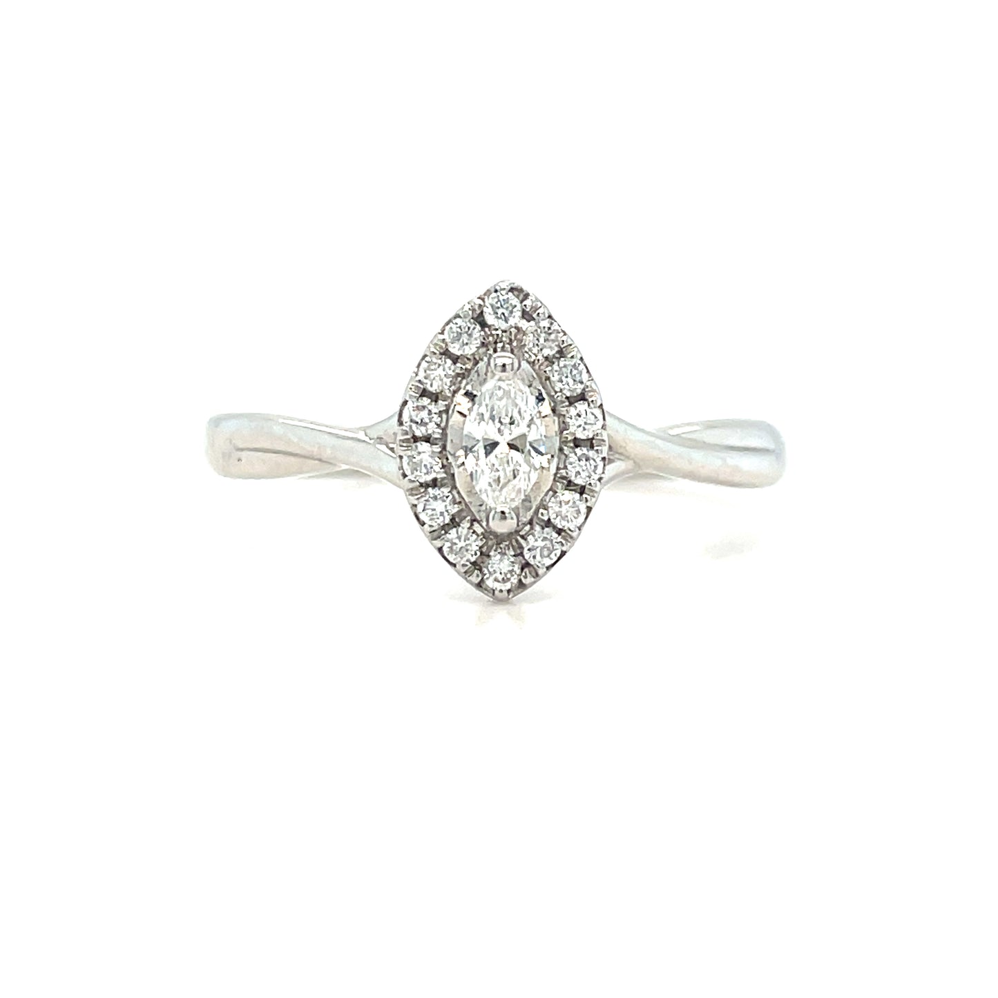 9ct Yellow Gold Marquis Cut Solitaire Diamond Ring .20ct