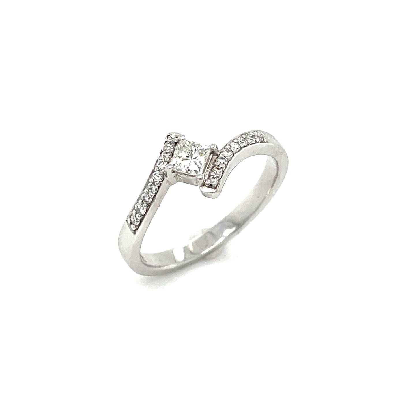 18ct Princess Cut Solitaire Diamond Ring .37ct