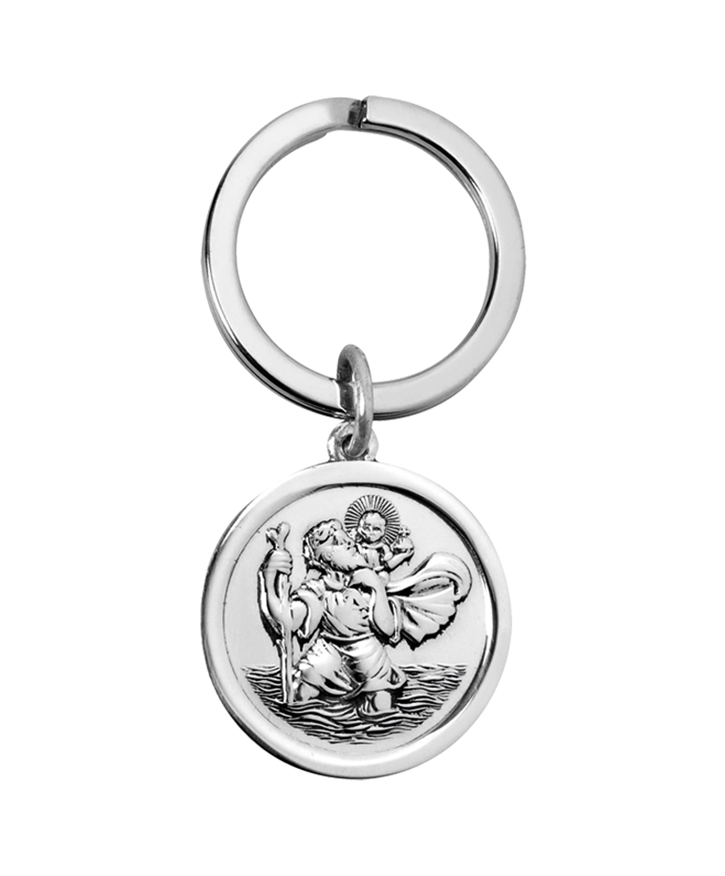 Sterling Silver St. Christopher Medal Key Ring