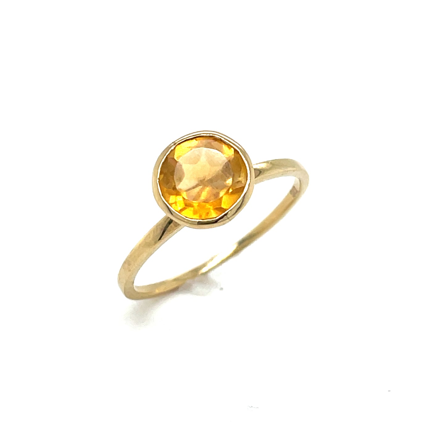 9ct Gold Rubover Set Solitaire Citrine Ring