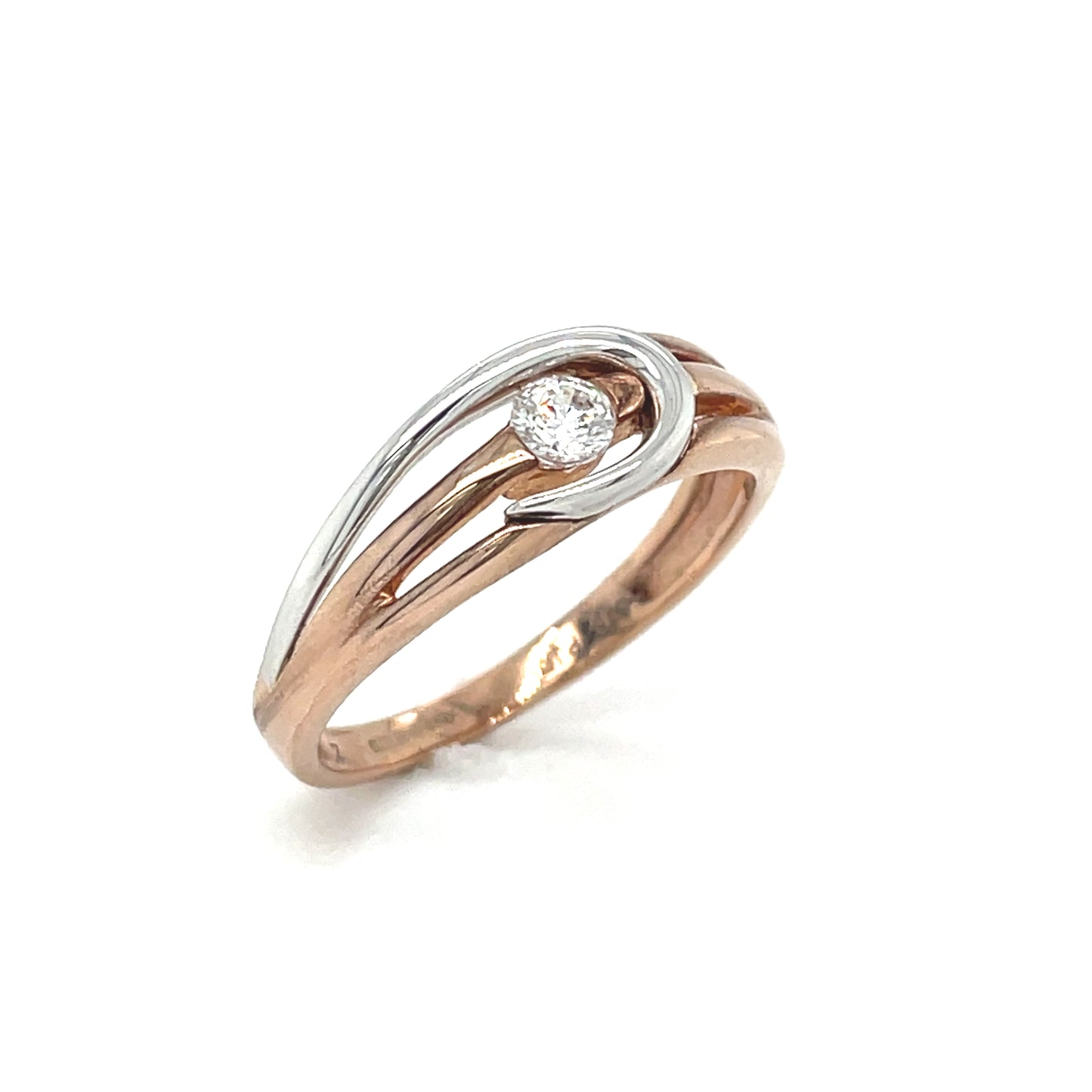 9ct White and Rose Gold CZ Ring