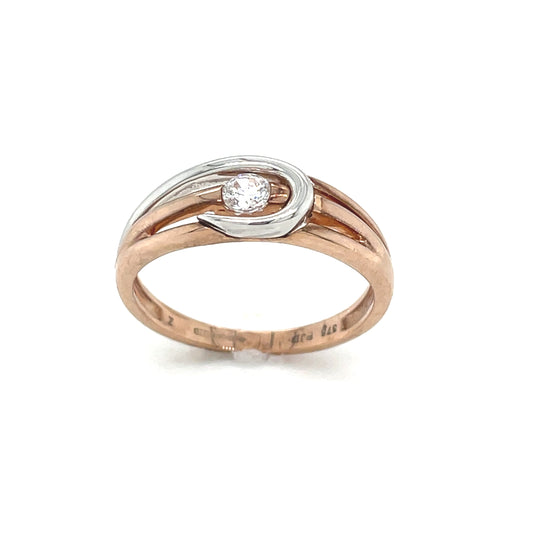 9ct White and Rose Gold CZ Ring