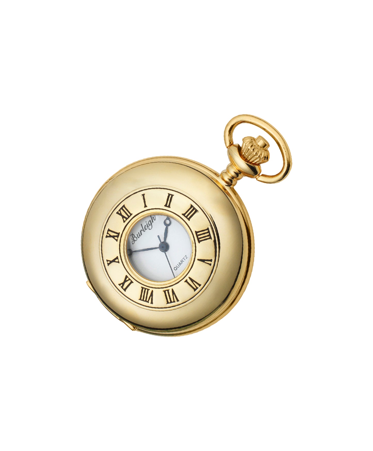 Gents Rolled Gold Pocket Watch With Open Window Roman Numerals and White Dial
