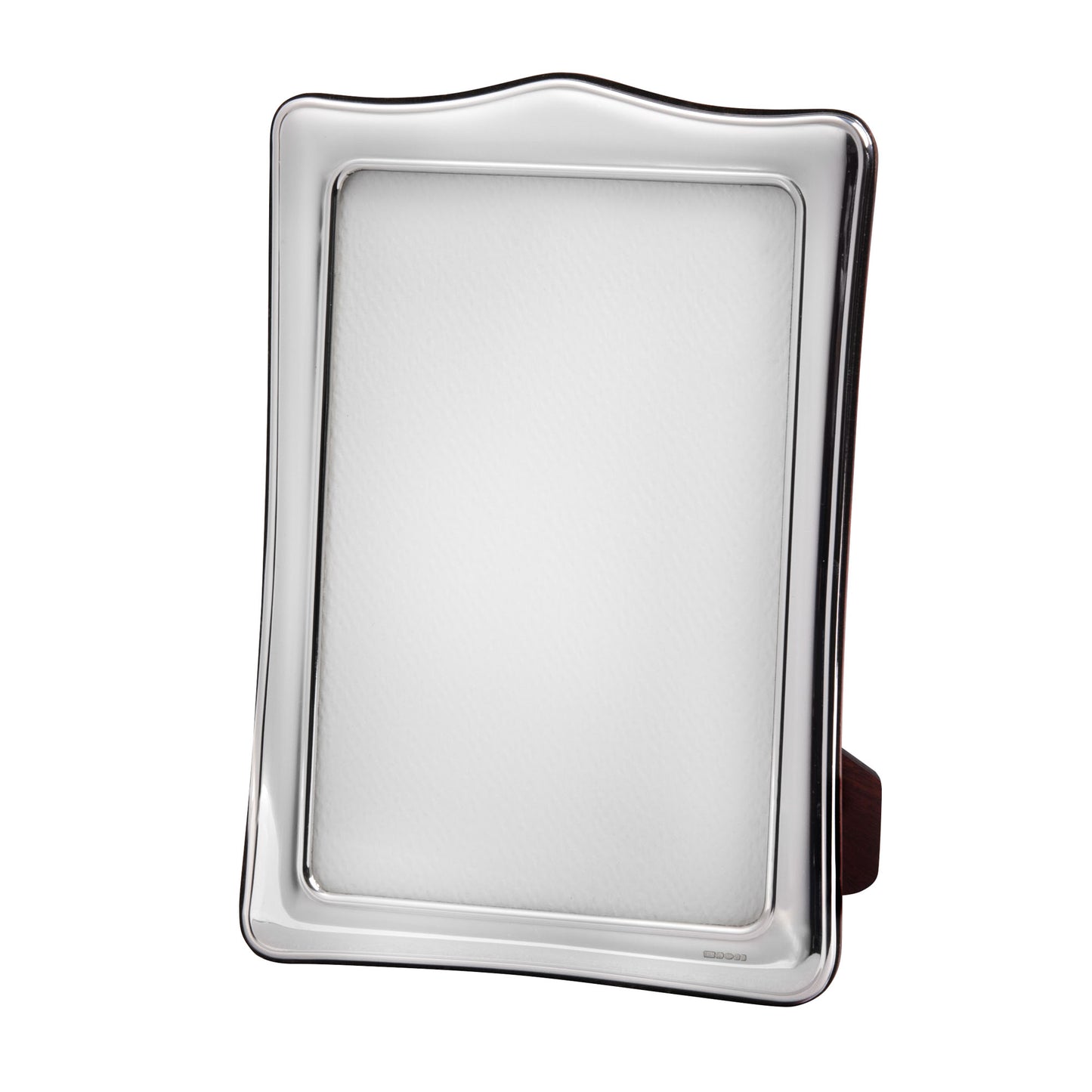 Silver 3.5 x 2.5" Frame With Wooden Back
