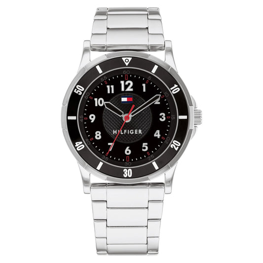 Kids Tommy Hilfiger Stainless Steel Watch With Black Dial And Bezel