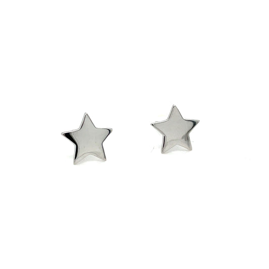 Sterling Silver Plain Star Stud  Earrings