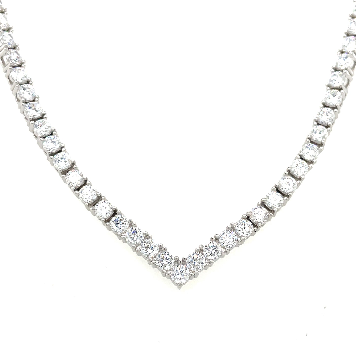 Sterling Silver 3mm V-Shaped Tennis Necklet