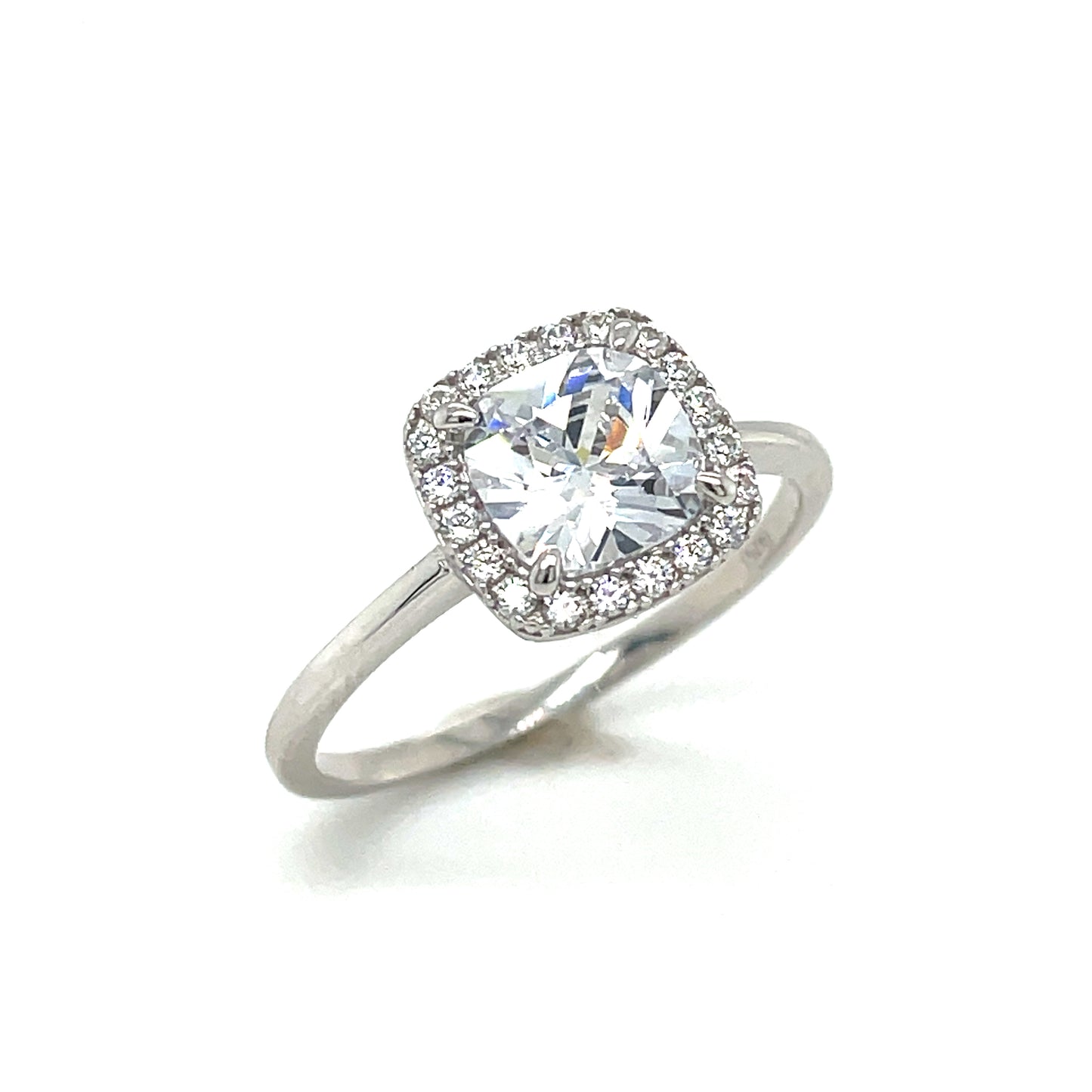 Sil Ring Cush CZ Halo