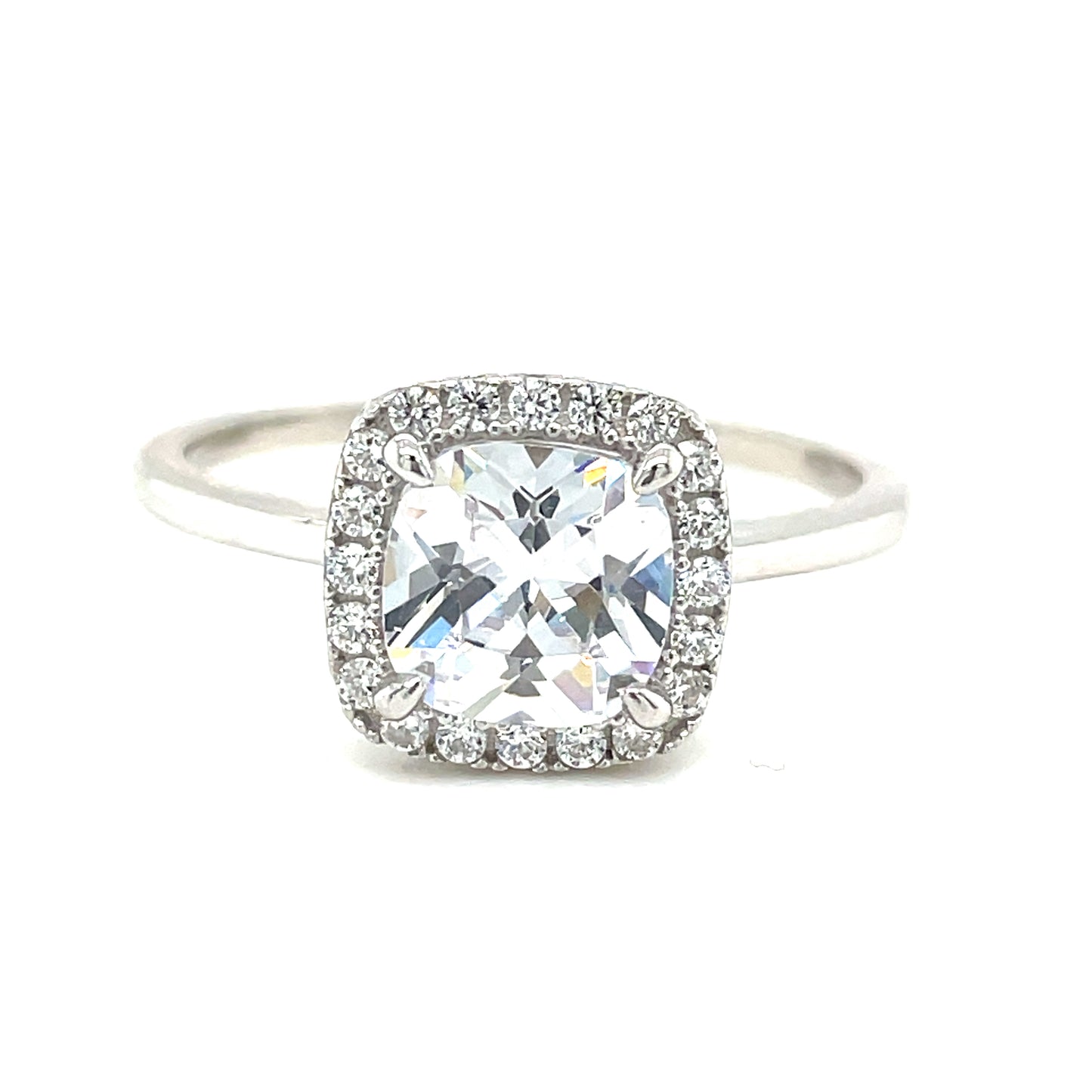 Sil Ring Cush CZ Halo