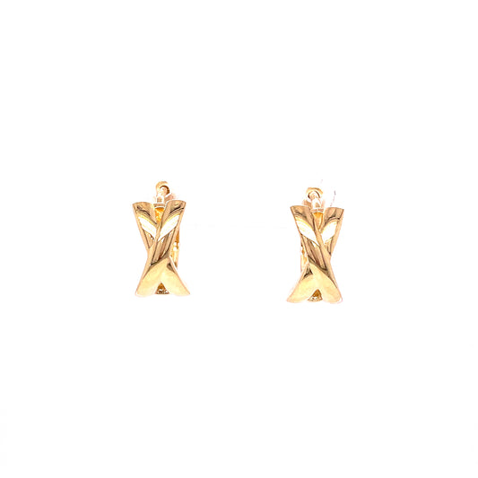 9ct Yellow Gold Crossover Hoop Earrings