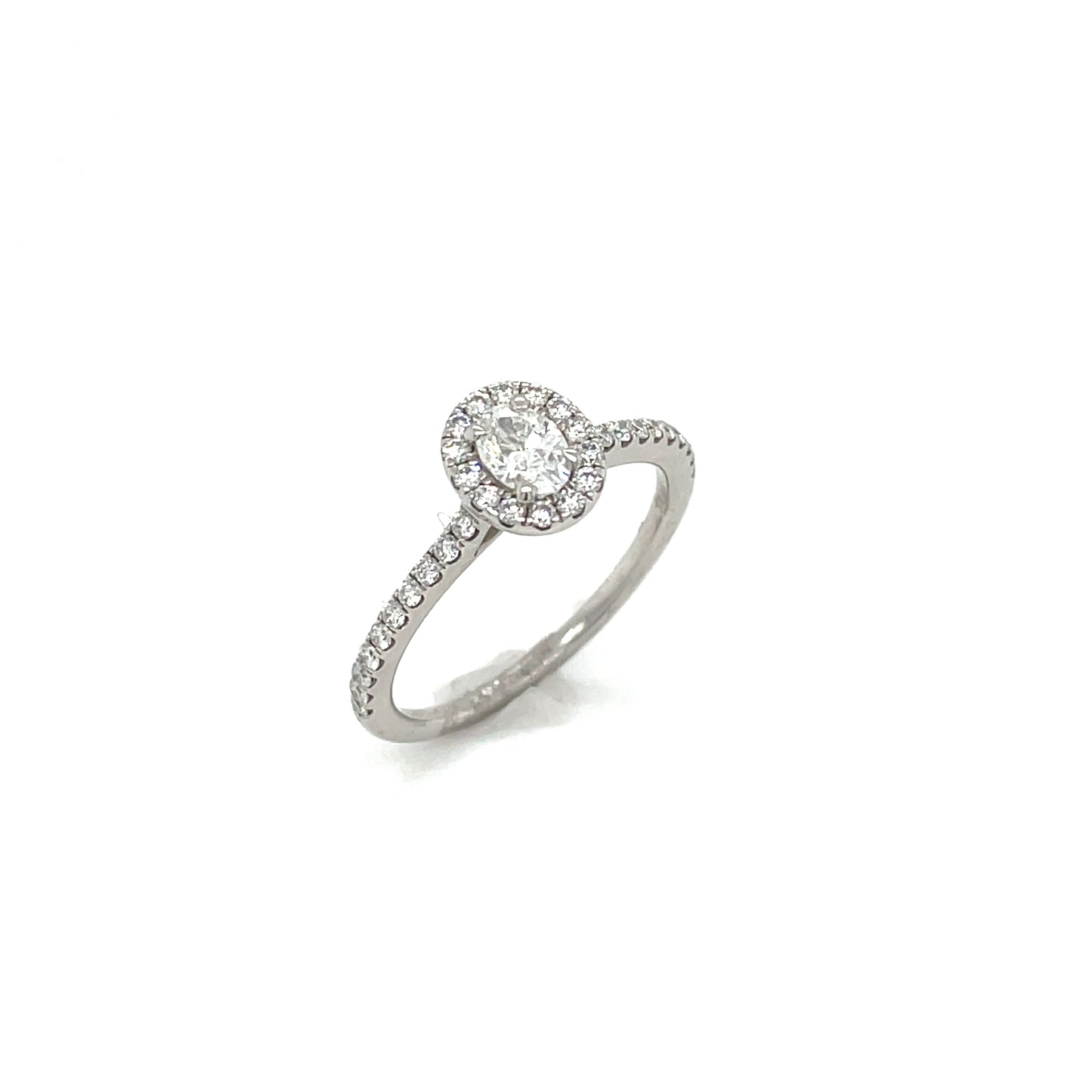 9ct White Gold Oval Cluster  Halo..59ct Diamond Ring