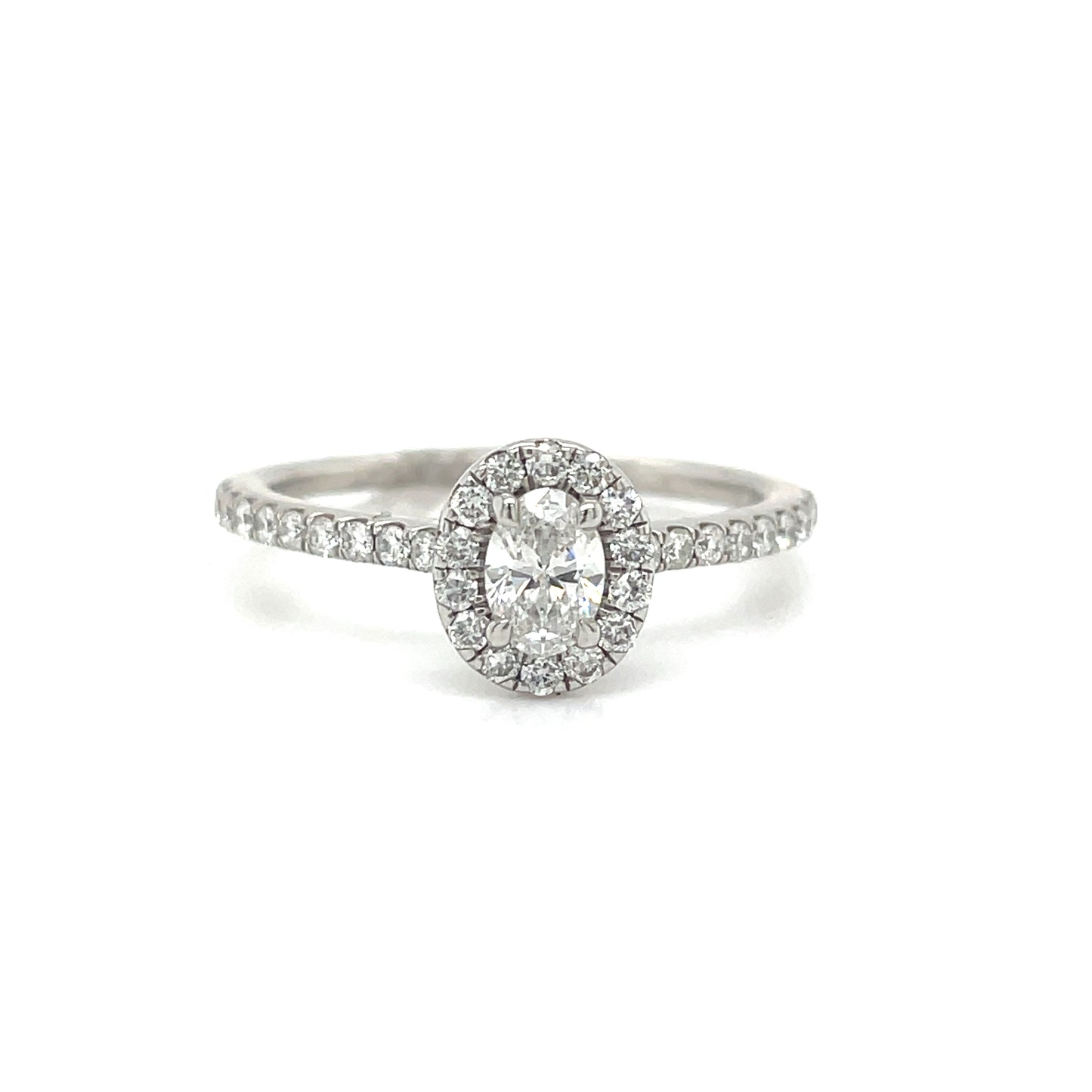 9ct White Gold Oval Cluster  Halo..59ct Diamond Ring