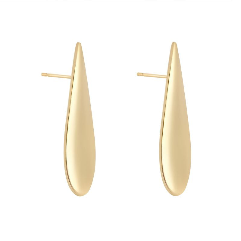 Sterling Silver Gold Plated 40mm Long Chunky Tear Drop Earring
