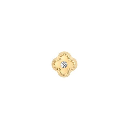 9ct 4mm Flatback Cartilage Stud Clover With Centre Cubic Zirconia