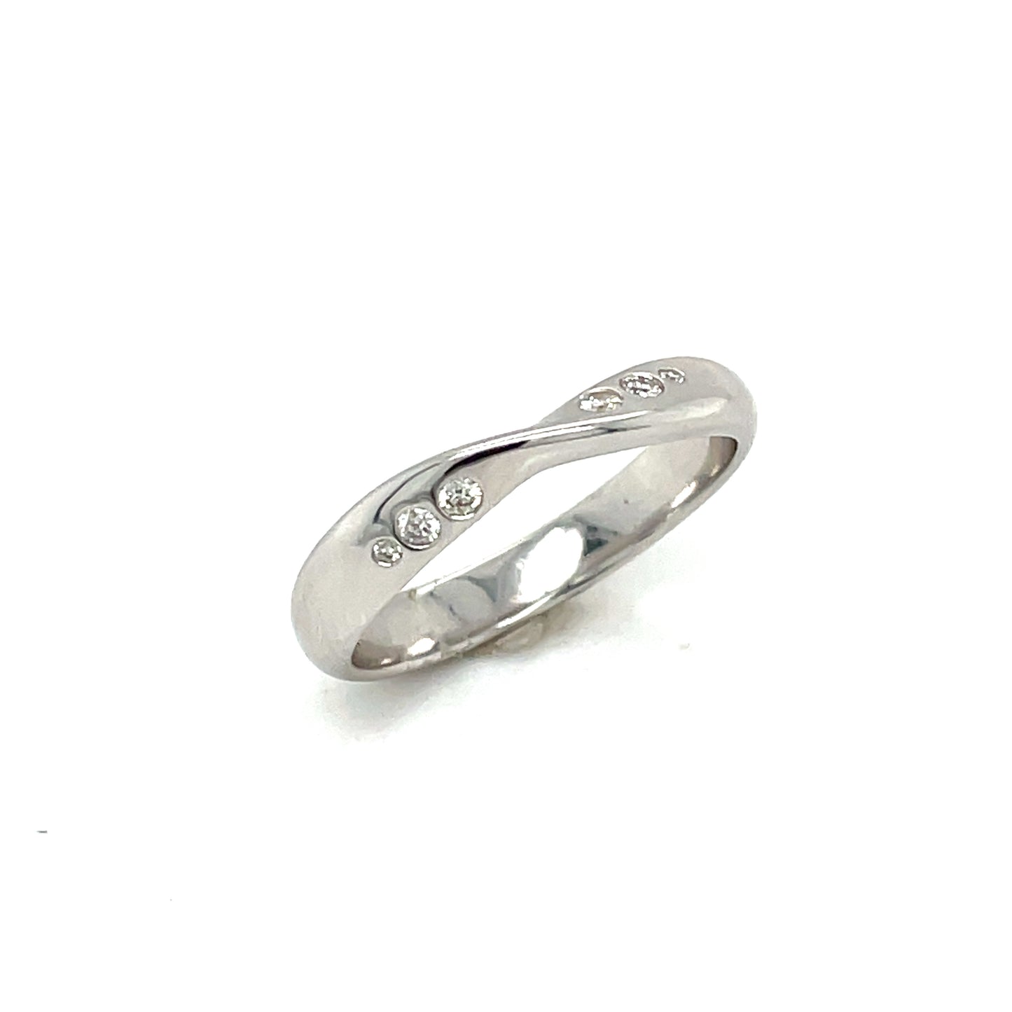 9ct White Gold 6 Stone Twist Eternity Diamond Ring .09ct