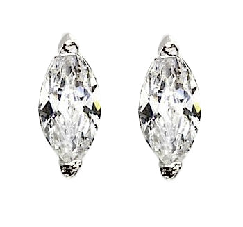 Sterling Silver Marquis Cut Solitaire CZ Earring